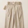 Gurkha Pleated Trousers Men Beige Flatlay - AURA FASHION gurkha pleated trousers men beige flatlay front view