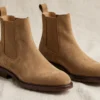 Men's Camel Tan Suede Chelsea Boots - Old Money Suede Chelsea Boot - AURA FASHION