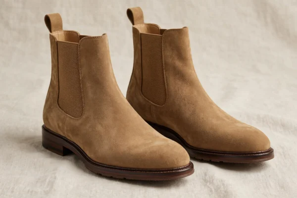 Men's Camel Tan Suede Chelsea Boots - Old Money Suede Chelsea Boot - AURA FASHION