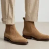 Men Styling Camel Suede Chelsea Boots with Beige Gurkha Trousers - Old Money Look