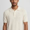 Men's Knitted Polo T-Shirt Off White Cream - Old Money Knit Polo - AURA FASHION