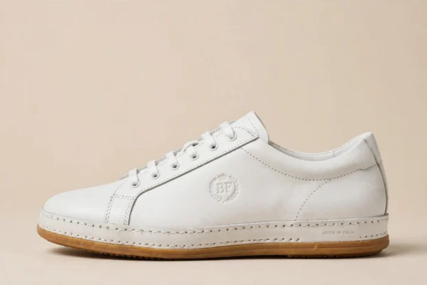 Men's White Old Money Minimalist Leather Sneakers - Italian Luxury - AURA FASHION