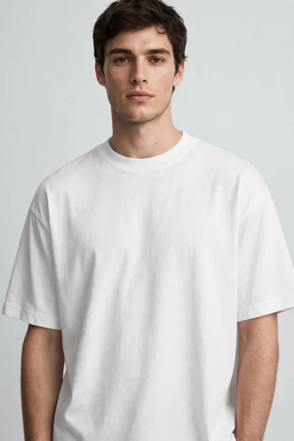 Men's White Oversized Heavyweight T-Shirt 240 GSM - AURA FASHION