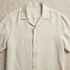 Beige Cuban Collar Linen Shirt Flatlay - Premium Linen Texture Detail