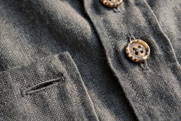 charcoal linen oxford shirt men corozo button detail