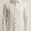 linen oxford shirt men ecru front view