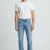 Men's light wash blue straight fit jeans Zara style - AURA FASHION